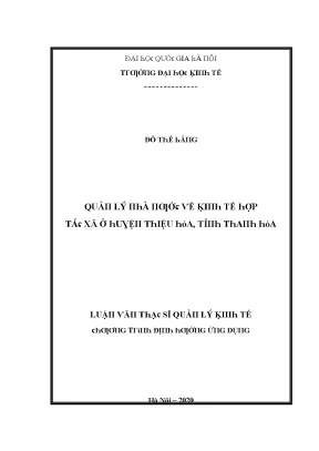 Luận văn quản lý nhà nước về kinh tế hợp tác xã ở huyện thiệu hóa tỉnh thanh hóa