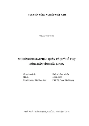 Luận văn nghiên cứu giải pháp quản lý quỹ hỗ trợ nông dân tỉnh bắc giang
