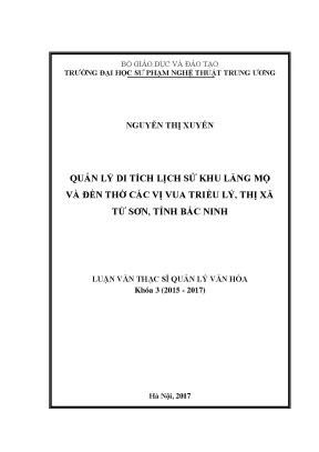 Quản lý di tích lịch sử khu lăng mộ và đền thờ các vị vua triều lý thị xã từ sơn tỉnh bắc ninh