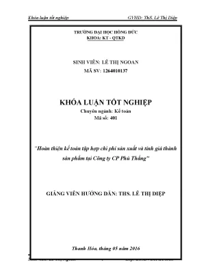 Hoàn thiện kế toán tập hợp chi phí sản xuất và tính giá thành sản phẩm tại công ty cp phú thắng