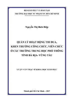 Luận văn quản lý hoạt động thi đua khen thưởng công chức viên chức ở các trường trung học phổ thông tỉnh bà rịa vũng tàu