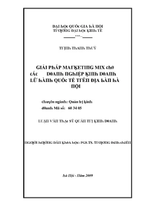 Luận văn giải pháp marketing mix cho các doanh nghiệp kinh doanh lữ hành quốc tế trên địa bàn hà nội