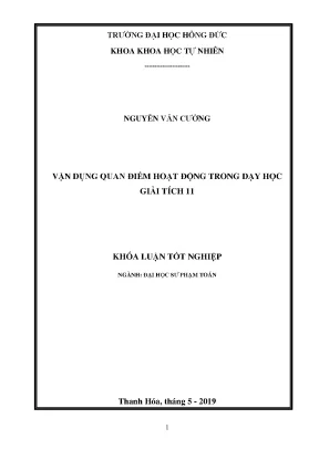 Vận dụng quan điểm hoạt động trong dạy học giải tích 11