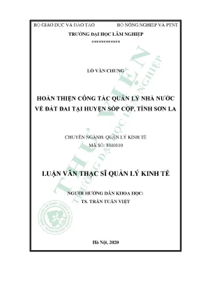 Hoàn thiện công tác quản lý nhà nước về đất đai tại huyện sốp cộp tỉnh sơn la