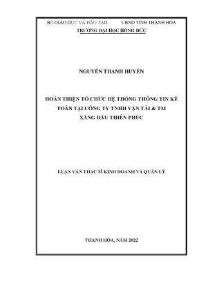 Hoàn thiện tổ chức hệ thống thông tin kế toán tại công ty tnhh vận tải tm xăng dầu thiên phúc