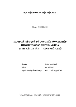 Luận văn đánh giá hiệu quả sử dụng đất nông nghiệp theo hướng sản xuất hàng hóa tại thị xã sơn tây thành phố hà nội