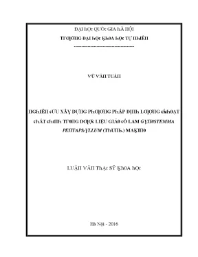 Luận văn thạc sĩ nghiên cứu xây dựng phương pháp định lượng các hoạt chất chính trong dược liệu giảo cổ lam gynostemma pentaphyllum thunb makino vnu lvts08w