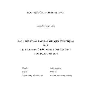 Luận văn đánh giá công tác đấu giá quyền sử dụng đất tại thành phố bắc ninh tỉnh bắc ninh giai đoạn 2013 2016