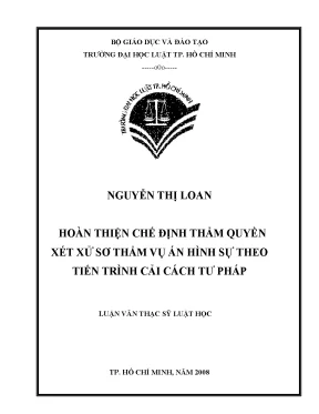 Hoàn thiện chế định thẩm quyền xét xử sơ thẩm vụ án hình sự theo tiến trình cải cách tư pháp