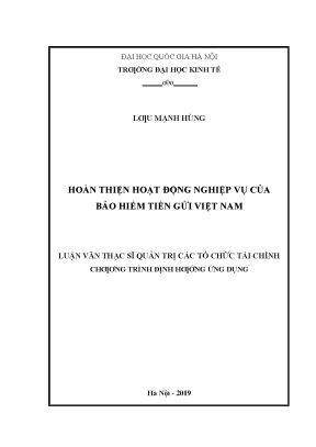 Luận văn hoàn thiện hoạt động nghiệp vụ của bảo hiểm tiền gửi việt nam