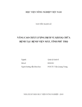 Luận văn nâng cao chất lượng dịch vụ khám chữa bệnh tại bệnh viện mắt tỉnh phú thọ