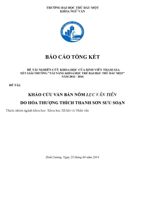 Khảo cứu văn bản nôm lục vân tiêndo hòa thượng thích thanh sơn sưu soạn
