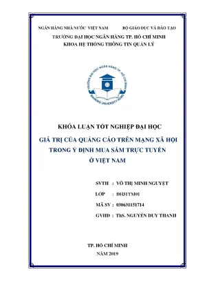 Luận văn giá trị của quảng cáo trên mạng xã hội trong ý định mua sắm trực tuyến ở việt nam