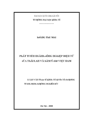 Luận văn phát triển ngành công nghiệp điện tử của thái lan và hàm ý cho việt nam