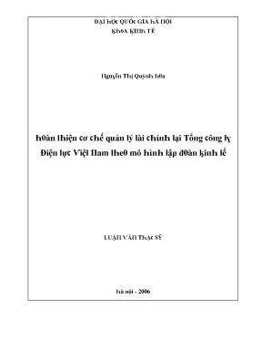Luận văn hoàn thiện cơ chế quản lý tài chính tại tổng công ty điện lực việt nam theo mô hình tập đoàn kinh tế