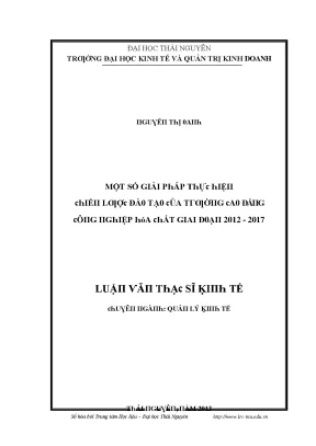 Luận văn một số giải pháp thực hiện chiến lược đào tạo của trường cao đẳng công nghiệp hóa chất giai đoạn 2013 2017