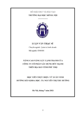 Nâng cao năng lực cạnh tranh của công ty cổ phần xây dựng đức mạnh trên địa bàn tỉnh phú thọ