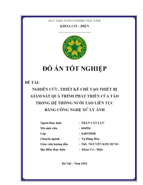 Nghiên cứu thiết kế chế tạo thiết bị giám sát quá trình phát triển của tảo trong hệ thống nuôi tảo liên tục bằng công nghệ xử lý ảnh