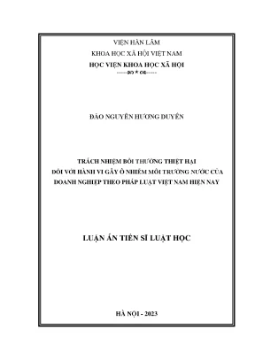 Trách nhiệm bồi thường thiệt hại đối với hành vi gây ô nhiễm môi trường nước của doanh nghiệp theo pháp luật việt nam hiện nay