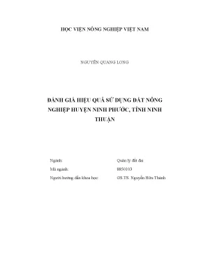 Luận văn đánh giá hiệu quả sử dụng đất nông nghiệp huyện ninh phước tỉnh ninh thuận