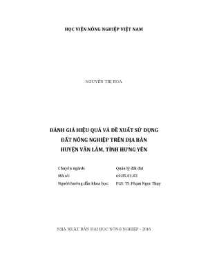 Luận văn đánh giá hiệu quả và đề xuất sử dụng đất nông nghiệp trên địa bàn huyện văn lâm tỉnh hưng yên