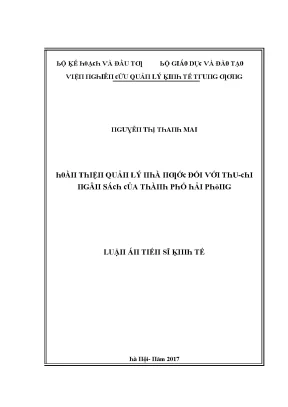 Luận văn hoàn thiện quản lý nhà nước đối với thu chi ngân sách của thành phố hải phòng