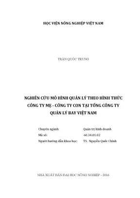 Luận văn nghiên cứu mô hình quản lý theo hình thức công ty mẹ công ty con tại tổng công ty quản lý bay việt nam