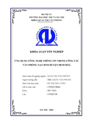 Luận văn ứng dụng công nghệ thông tin trong công tác văn phòng tại ubnd huyện định hoá