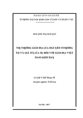 Luận văn thạc sĩ tư tưởng giáo dục của nguyễn trường tộ và giá trị của nó đối với giáo dục việt nam hiện nay