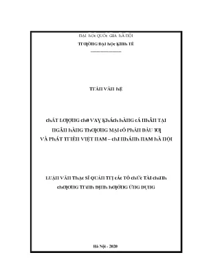 Luận văn chất lượng cho vay khách hàng cá nhân tại ngân hàng thương mại cổ phần đầu tư và phát triển việt nam chi nhánh nam hà nội
