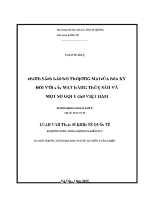 Luận văn chính sách bảo hộ thương mại của hoa kỳ đối với các mặt hàng thủy sản và một số gợi ý cho việt nam