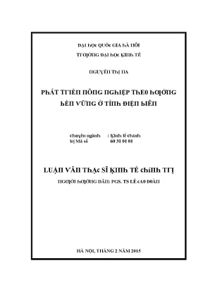 Luận văn phát triển nông nghiệp theo hướng bền vững ở tỉnh điện biên