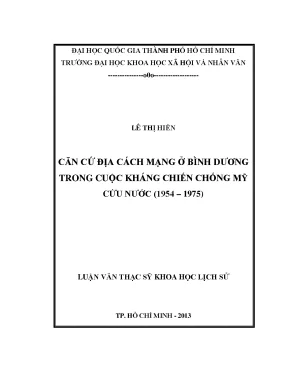 Căn cứ địa cách mạng ở bình dương trong cuộc kháng chiến chống mỹ cứu nước 1954 1975