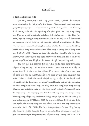 Một số giải pháp nâng cao chất lượng cho vay tiêu dùng tại ngân hàng thương mại cổ phần công thương việt nam chi nhánh thanh hóa