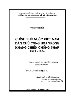Chính phủ nước việt nam dân chủ cộng hòa trong kháng chiến chống pháp 1945 1954