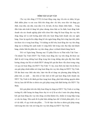 Luận văn mở rộng cho vay tiêu dùng tại ngân hàng thương mại cổ phần đầu tư và phát triển việt nam chi nhánh tây ninh