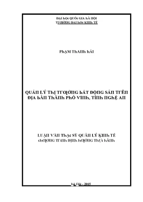 Luận văn quản lý thị trường bất động sản trên địa bàn thành phố vinh tỉnh nghệ an