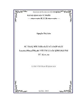 Luận văn thạc sĩ sự thay đổi tính chất của hợp chất la2 3ca1 3mn0 90tm0 10o3 với tm là các kim loại phi từ al cr cu vnu lvts08w
