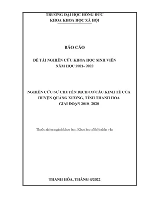 Nghiên cứu sự chuyển dịch cơ cấu kinh tế của huyện quảng xương tỉnh thanh hóa giai đoạn 2010 2020