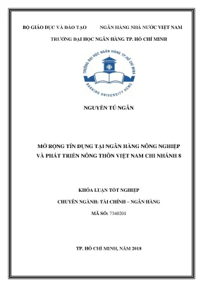 Luận văn mở rộng tín dụng tại ngân hàng nông nghiệp và phát triển nông thôn việt nam chi nhánh 8