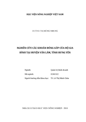 Luận văn nghiên cứu các khoản đóng góp của hộ gia đình tại huyện văn lâm tỉnh hưng yên