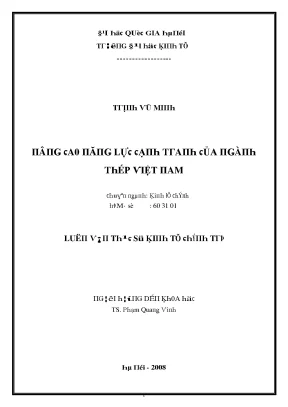 Luận văn nâng cao năng lực cạnh tranh của ngành thép việt nam