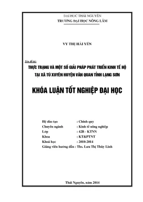 Luận văn thực trạng và một số giải pháp phát triển kinh tế hộ tại xã tú xuyên huyện văn quan tỉnh lạng sơn