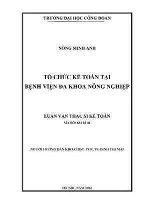 Luận văn tổ chức kế toán tại bệnh viện đa khoa nông nghiệp