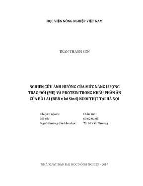 Luận văn nghiên cứu ảnh hưởng của mức năng lượng trao đổi me và protein trong khẩu phần ăn của bò lai bbb x lai sind nuôi thịt tại hà nội