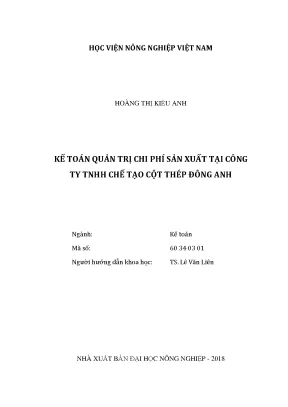 Luận văn kế toán quản trị chi phí sản xuất tại công ty tnhh chế tạo cột thép đông anh