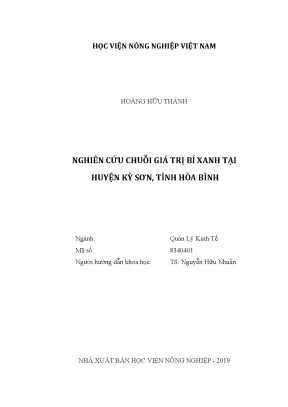 Luận văn nghiên cứu chuỗi giá trị bí xanh tại huyện kỳ sơn tỉnh hòa bình