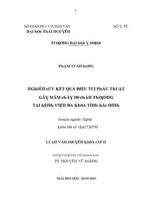 Luận văn nghiên cứu kết quả điều trị phẫu thuật gãy mâm chày do chấn thương tại bệnh viện đa khoa tỉnh bắc ninh