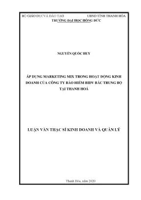 Áp dụng marketing mix trong hoạt động kinh doanh của công ty bảo hiểm bidv bắc trung bộ tại thanh hoá