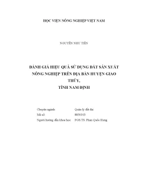 Luận văn đánh giá hiệu quả sử dụng đất sản xuất nông nghiệp trên địa bàn huyện giao thủy tỉnh nam định